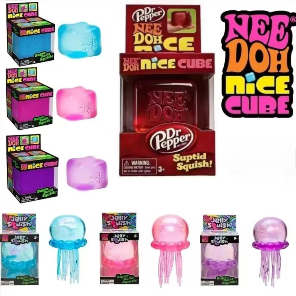 Fidget Cube Original - NeeDoh Trending Jellyfish & Cube Squish