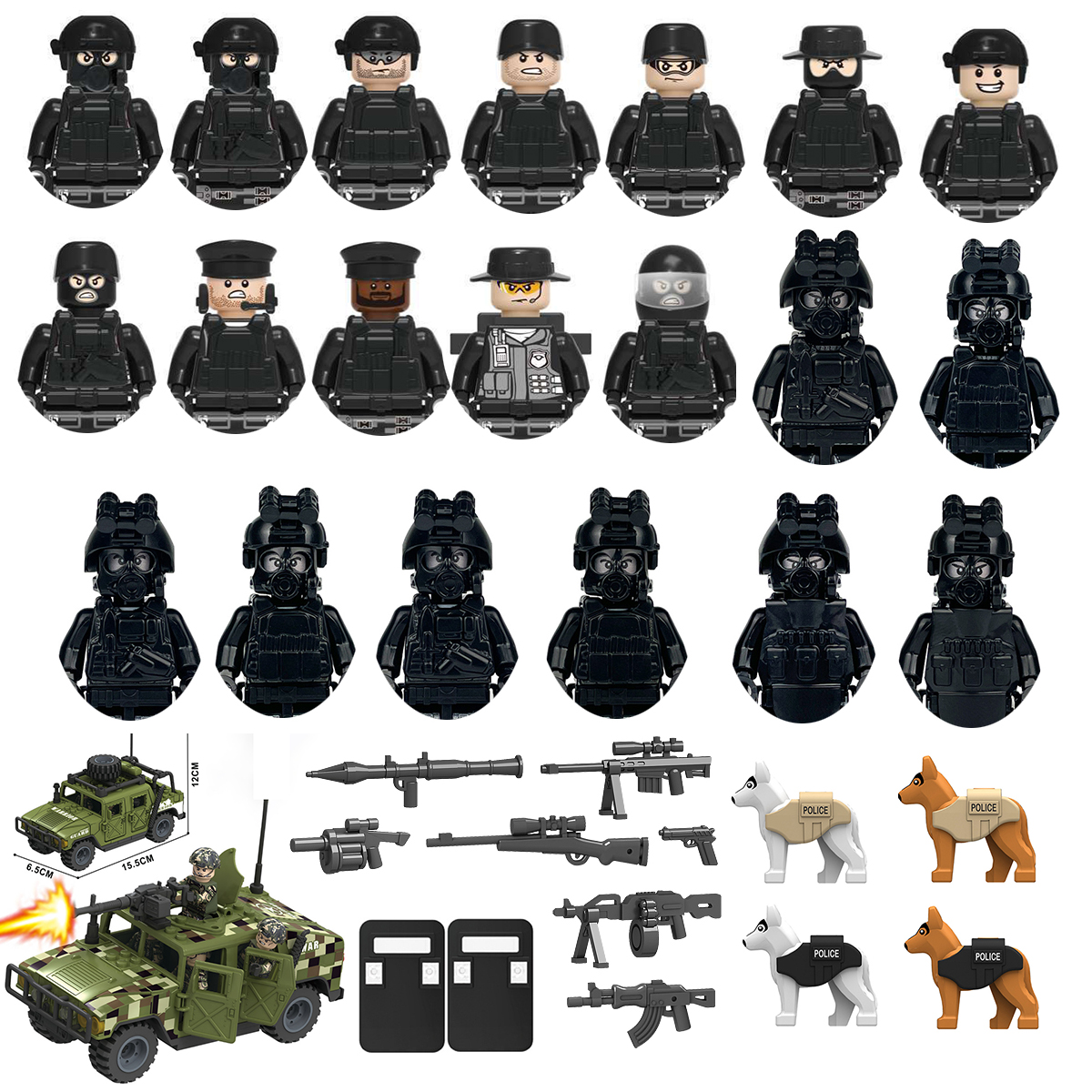 Lego Minifigure Holder - 25/50/100Pcs Military Weapons Police Special Forces