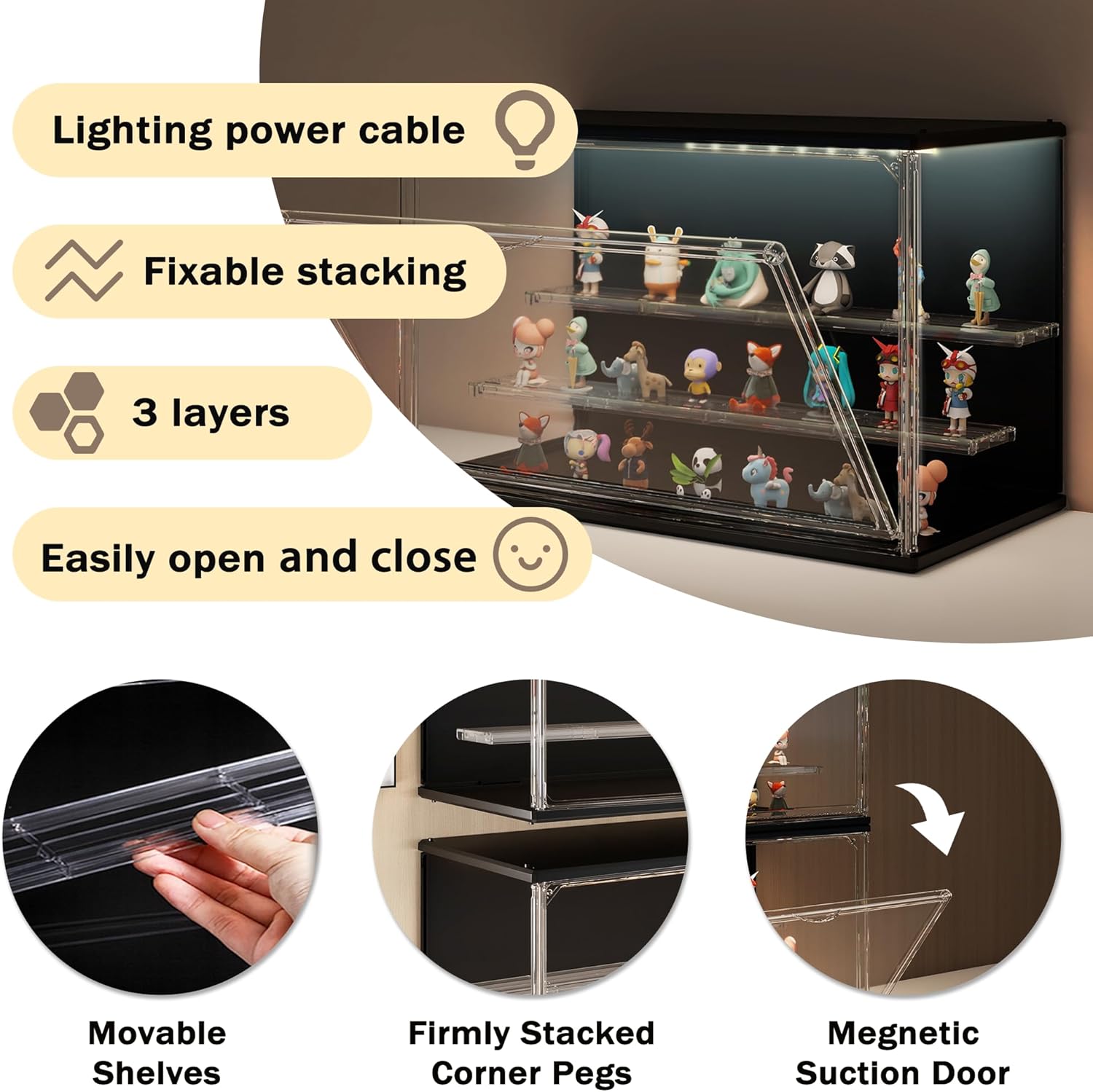 3-Tier Stackable LED Display C - Display Case Acrylic recension och pris